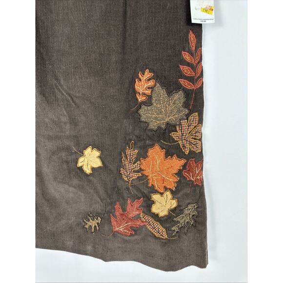 NWT NortonStudio Petites Corduroy Brown Fall Leaves Midi Skirt Size 6P Vintage - Picture 5 of 16